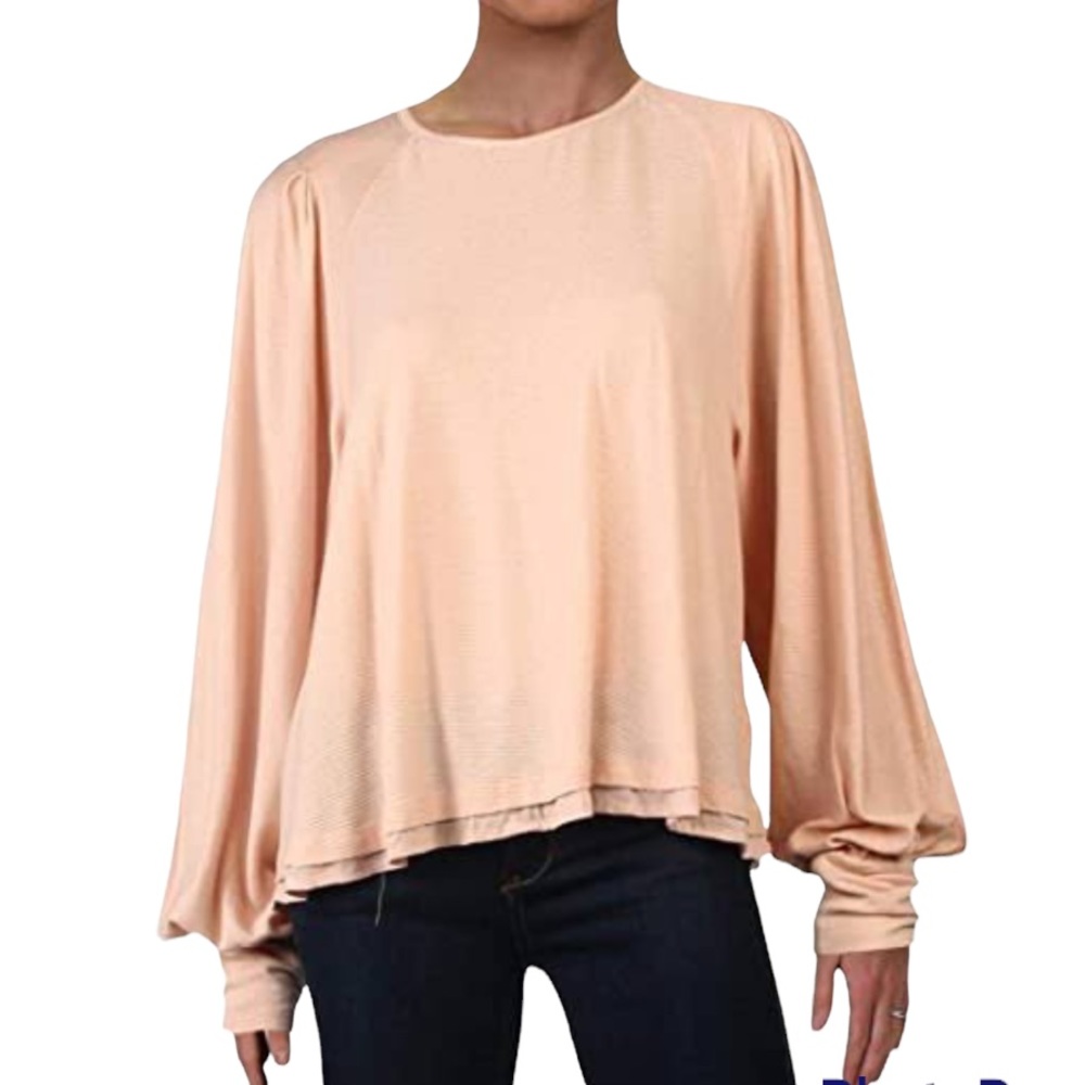 Free People Billie Sheer Cropped Knit Top Small Boho